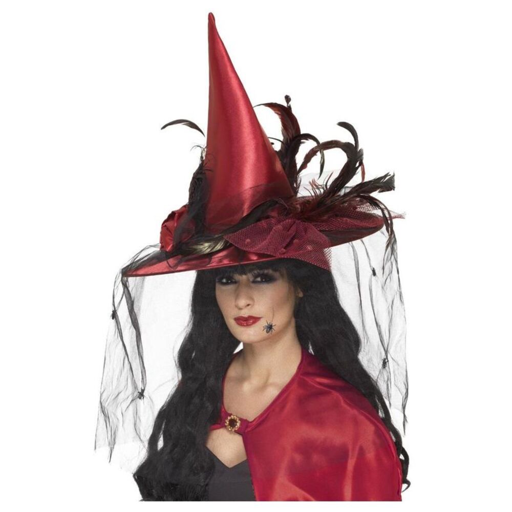 Smiffys Womens/Ladies Witch Costume Hat / Deep Red